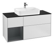 Тумба под раковину Villeroy & Boch Finion 120х50,1 см с подсветкой МДФ белый матовый лак/стекло черное матовое F412HGMT