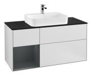 Тумба під раковину Villeroy & Boch Finion 120х50,1 см із підсвічуванням МДФ білий матовий лак/скло чорне матове F412HGMT