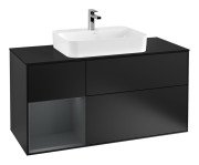Тумба под раковину Villeroy & Boch Finion 120х50,1 см с подсветкой МДФ черный матовый лак/стекло черное матовое F412HGPD