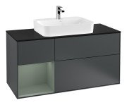 Тумба под раковину Villeroy & Boch Finion 120х50,1 см с подсветкой МДФ темно-синий матовый лак/стекло черное матовое F412GMHG