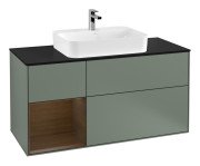 Тумба под раковину Villeroy & Boch Finion 120х50,1 см с подсветкой МДФ оливковый матовый лак/стекло черное матовое F412GNGM