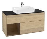 Тумба під раковину Villeroy & Boch Finion 120х50,1 см із підсвічуванням МДФ шпон дуба/скло чорне матове F412GNPC