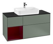 Тумба под раковину Villeroy & Boch Finion 120х50,1 см с подсветкой МДФ оливковый матовый лак/стекло черное матовое F412HBGM