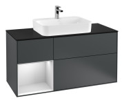 Тумба під раковину Villeroy & Boch Finion 120х50,1 см із підсвічуванням МДФ темно-синій матовий лак/скло чорне матове F412MTHG