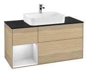 Тумба під раковину Villeroy & Boch Finion 120х50,1 см із підсвічуванням МДФ шпон дуба/скло чорне матове F412MTPC