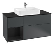 Тумба под раковину Villeroy & Boch Finion 120х50,1 см с подсветкой МДФ темно-синий матовый лак/стекло черное матовое F412PDHG
