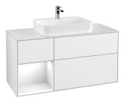 Тумба под раковину Villeroy & Boch Finion 120х50,1 см с подсветкой МДФ глянцевый белый лак/стекло белое матовое G411GFGF