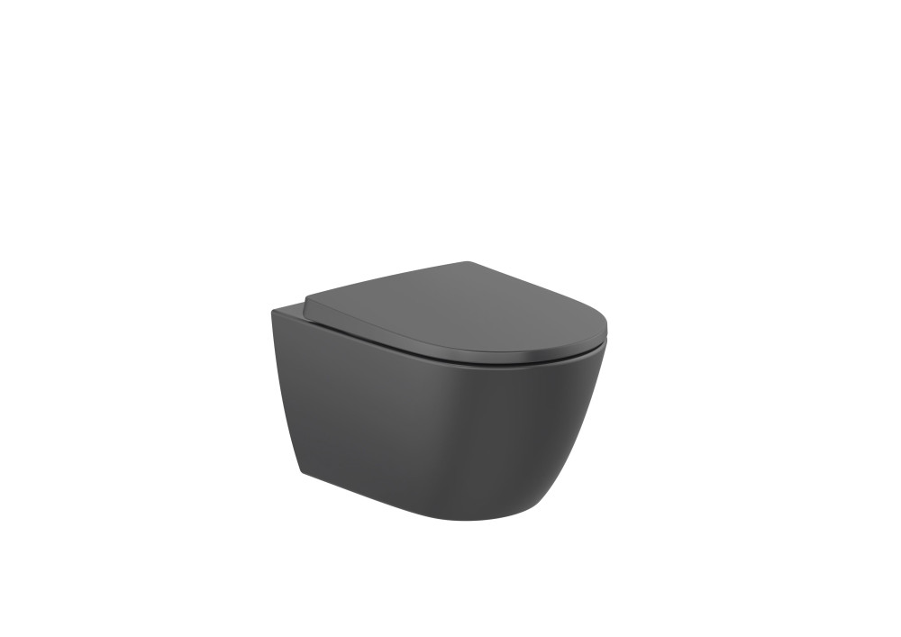 Унитаз подвесной Roca Ona Compacto Rimless 36х53 см сантехническая керамика матовый черный A346687080