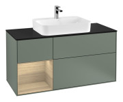 Тумба под раковину Villeroy & Boch Finion 120х50,1 см с подсветкой МДФ оливковый матовый лак/стекло черное матовое F412PCGM