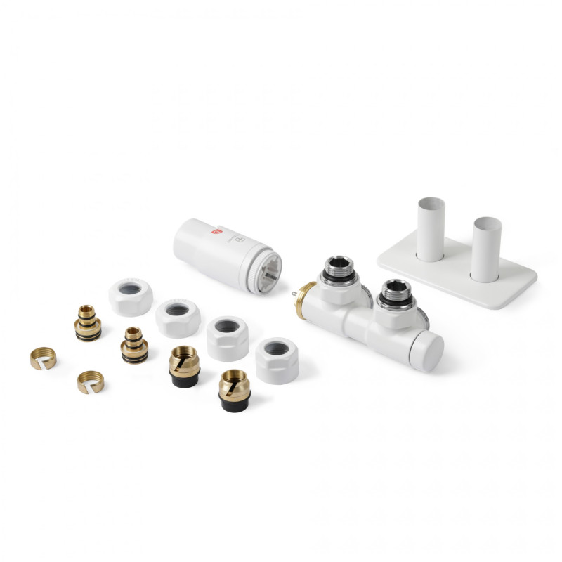 Комплект Теrma Twins All in One термостатический угловой левый белый мат TGETTWINLKS96