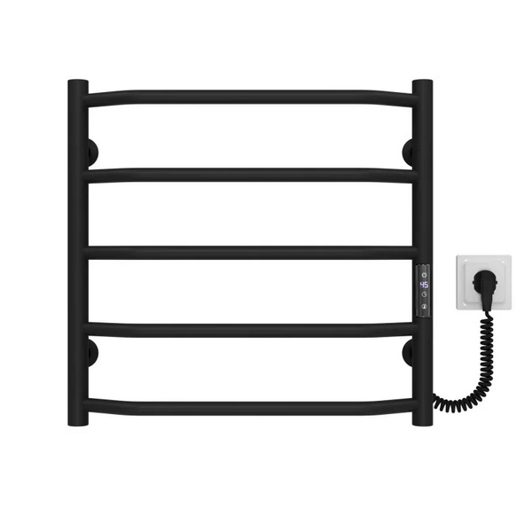 Електрична сушарка для рушників Deffi Трапеція П5 500х500 правильне підключення JD03 чорний C.TR.50.50.5.E.B.R.1