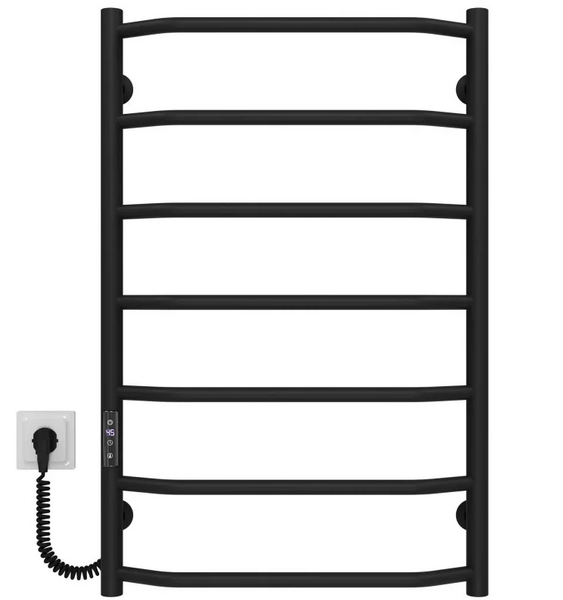 Електрична сушарка для рушників Deffi Трапеція П7 500х800 ліве підключення JD03 чорний C.TR.80.50.7.E.B.L.1