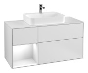 Тумба под раковину Villeroy & Boch Finion 120х50,1 см с подсветкой МДФ белый матовый лак/стекло белое матовое F411GFMT