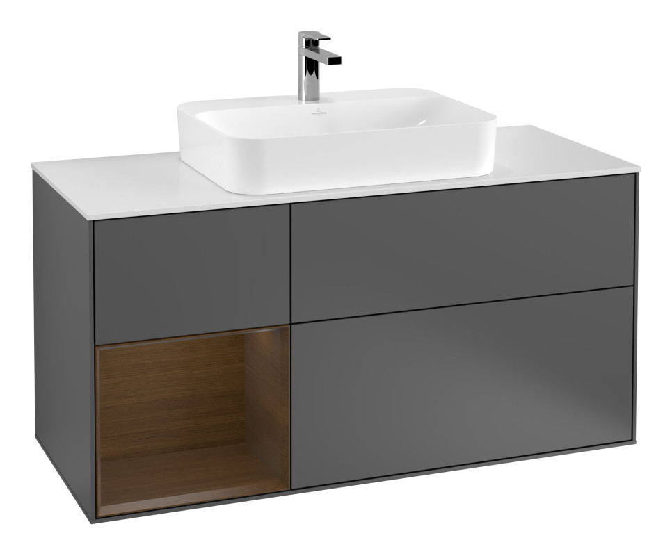 Тумба под раковину Villeroy & Boch Finion 120х50,1 см с подсветкой МДФ антрацит матовый лак/стекло белое матовое F411GNGK