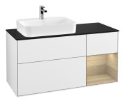 Тумба под раковину Villeroy & Boch Finion 120х50,1 см с подсветкой МДФ глянцевый белый лак/стекло черное матовое G402PCGF