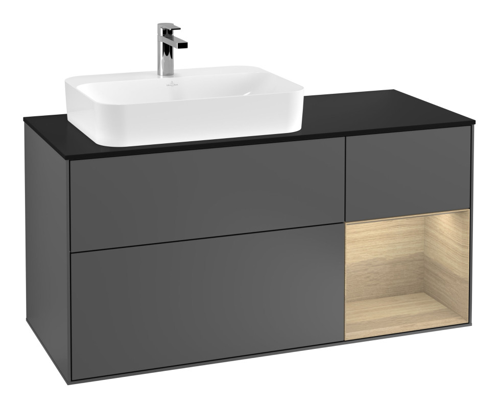 Тумба под раковину Villeroy & Boch Finion 120х50,1 см с подсветкой МДФ антрацит матовый лак/стекло черное матовое G402PCGK