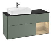 Тумба под раковину Villeroy & Boch Finion 120х50,1 см с подсветкой МДФ оливковый матовый лак/стекло черное матовое G402PCGM