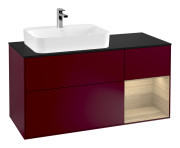 Тумба под раковину Villeroy & Boch Finion 120х50,1 см с подсветкой МДФ пион матовый лак/стекло черное матовое G402PCHB