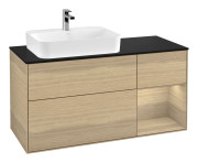 Тумба под раковину Villeroy & Boch Finion 120х50,1 см с подсветкой МДФ шпон дуба/стекло черное матовое G402PCPC