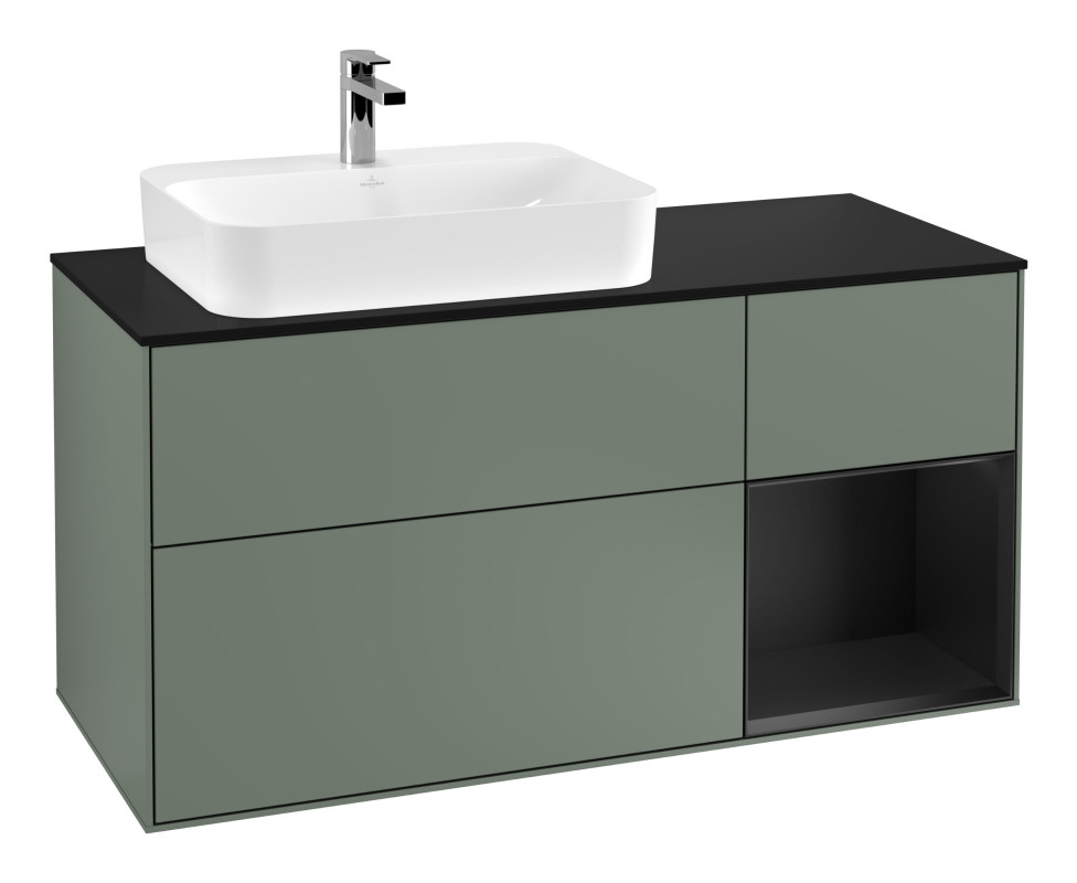 Тумба под раковину Villeroy & Boch Finion 120х50,1 см с подсветкой МДФ оливковый матовый лак/стекло черное матовое G402PDGM