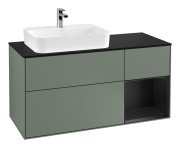 Тумба під раковину Villeroy & Boch Finion 120х50,1 см із підсвічуванням МДФ оливковий матовий лак/скло чорне матове G402PDGM