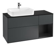 Тумба під раковину Villeroy & Boch Finion 120х50,1 см із підсвічуванням МДФ темно-синій матовий лак/скло чорне матове G402PDHG
