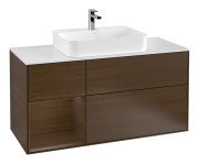 Тумба під раковину Villeroy & Boch Finion 120х50,1 см із підсвічуванням МДФ шпон волоського горіха/скло біле матове F411GNGN