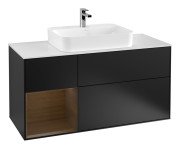 Тумба під раковину Villeroy & Boch Finion 120х50,1 см із підсвічуванням МДФ чорний матовий лак/скло біле матове F411GNPD