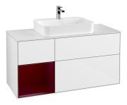 Тумба под раковину Villeroy & Boch Finion 120х50,1 см с подсветкой МДФ глянцевый белый лак/стекло белое матовое F411HBGF