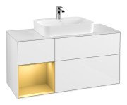 Тумба під раковину Villeroy & Boch Finion 120х50,1 см із підсвічуванням МДФ білий глянцевий лак/скло біле матове F411HFGF