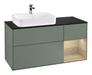 Тумба під раковину Villeroy & Boch Finion 120х50,1 см із підсвічуванням МДФ оливковий матовий лак/скло чорне матове G402PCGM