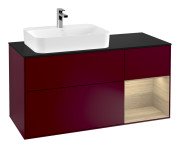 Тумба под раковину Villeroy & Boch Finion 120х50,1 см с подсветкой МДФ пион матовый лак/стекло черное матовое G402PCHB