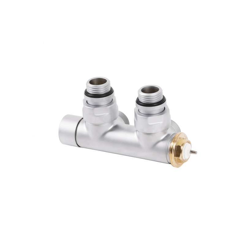 Вентиль Terma Cylinder интегрированный термостатический угловой с трубкой левый металл сатин TGZTST005