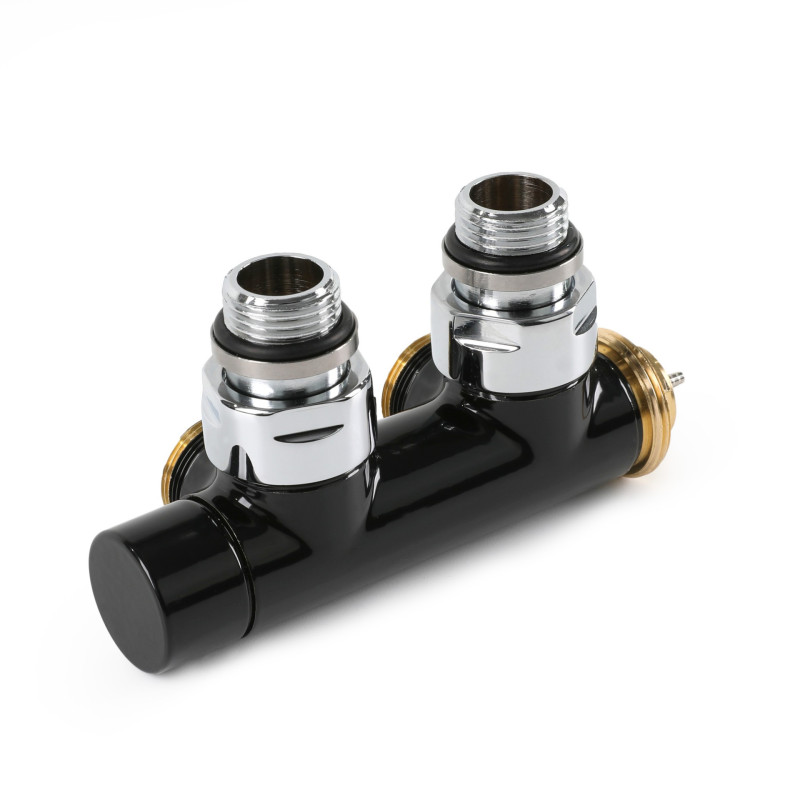 Вентиль Terma Cylinder інтегрований термостатичний кутовий з трубкою лівий метал чорний TGZTCZ001