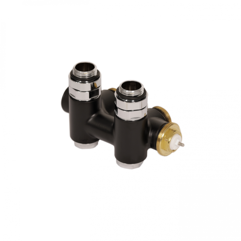 Вентиль Terma Cylinder комбінований інтегрований з трійником лівий метал чорний мат TGZTCM013