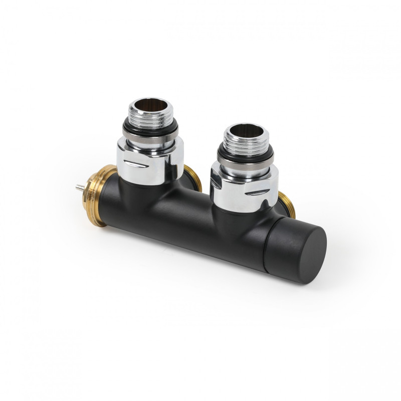 Вентиль Terma Cylinder інтегрований термостатичний кутовий з трубкою правий метал чорний мат TGZTCM002