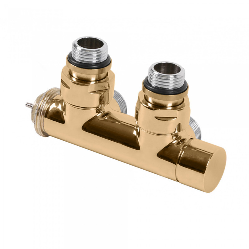 Вентиль Terma Cylinder интегрированный термостатический угловой с трубкой правый металл золотой TGZTZL006