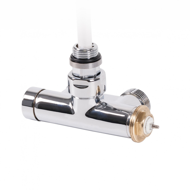 Вентиль Terma Cylinder інтегрований термостатичний кутовий із трубкою лівий метал хром TGZTCR019