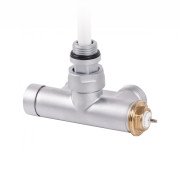 Вентиль Terma Cylinder интегрированный термостатический угловой с трубкой левый металл сатин TGZTST017