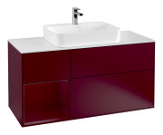 Тумба под раковину Villeroy & Boch Finion 120х50,1 см с подсветкой МДФ пион матовый лак/стекло белое матовое G411HBHB