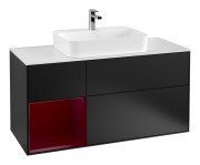 Тумба под раковину Villeroy & Boch Finion 120х50,1 см с подсветкой МДФ черный матовый лак/стекло белое матовое G411HBPD