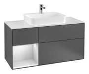 Тумба под раковину Villeroy & Boch Finion 120х50,1 см с подсветкой МДФ антрацит матовый лак/стекло белое матовое G411MTGK