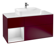 Тумба под раковину Villeroy & Boch Finion 120х50,1 см с подсветкой МДФ пион матовый лак/стекло белое матовое G411MTHB