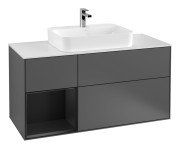 Тумба под раковину Villeroy & Boch Finion 120х50,1 см с подсветкой МДФ антрацит матовый лак/стекло белое матовое G411PDGK