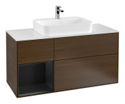 Тумба под раковину Villeroy & Boch Finion 120х50,1 см с подсветкой МДФ шпон грецкого ореха/стекло белое матовое G411PDGN