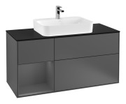 Тумба под раковину Villeroy & Boch Finion 120х50,1 см с подсветкой МДФ антрацит матовый лак/стекло черное матовое G412GKGK