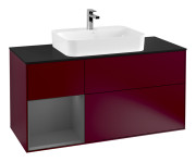 Тумба под раковину Villeroy & Boch Finion 120х50,1 см с подсветкой МДФ пион матовый лак/стекло черное матовое G412GKHB