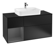 Тумба под раковину Villeroy & Boch Finion 120х50,1 см с подсветкой МДФ черный матовый лак/стекло черное матовое G412GKPD