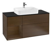 Тумба под раковину Villeroy & Boch Finion 120х50,1 см с подсветкой МДФ шпон грецкого ореха/стекло черное матовое G412GNGN