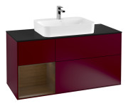 Тумба під раковину Villeroy & Boch Finion 120х50,1 см із підсвічуванням МДФ півонія матовий лак/скло чорне матове G412GNHB